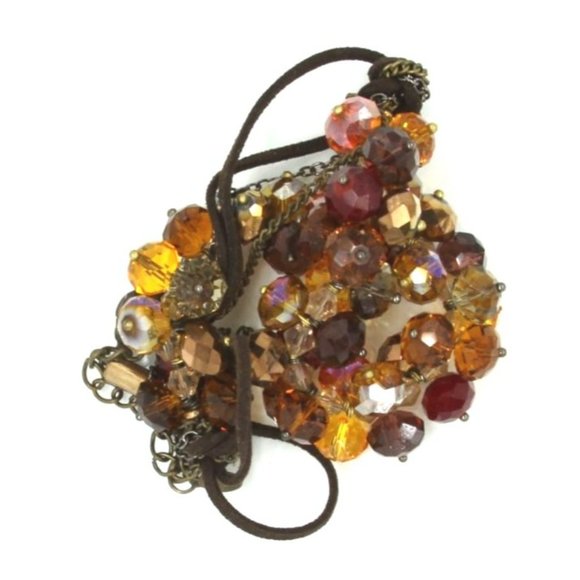 ALI KHAN New York crystal necklace autumn red, gold, brown 18" - Picture 4 of 6